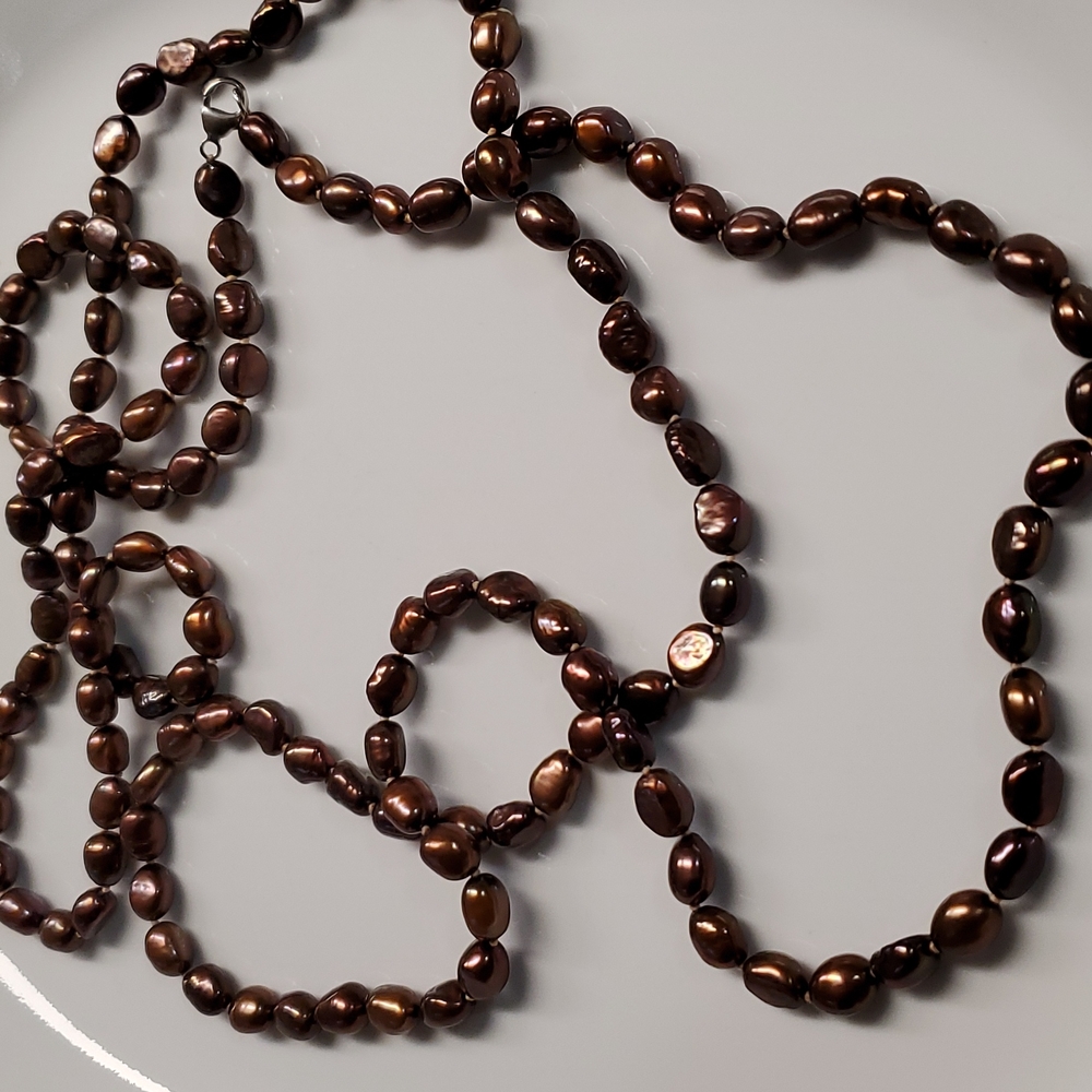 Chocolate freshwater pearl necklace.  52 inches